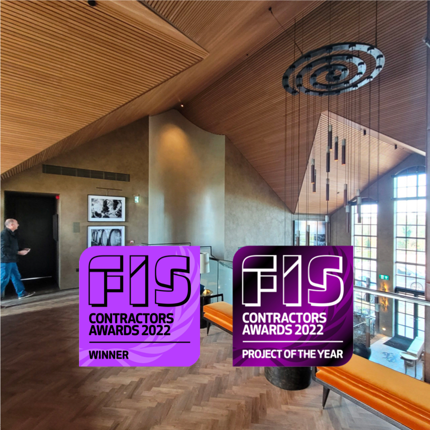 FIS contractors awards 2022 project of the year logo and winner logos.